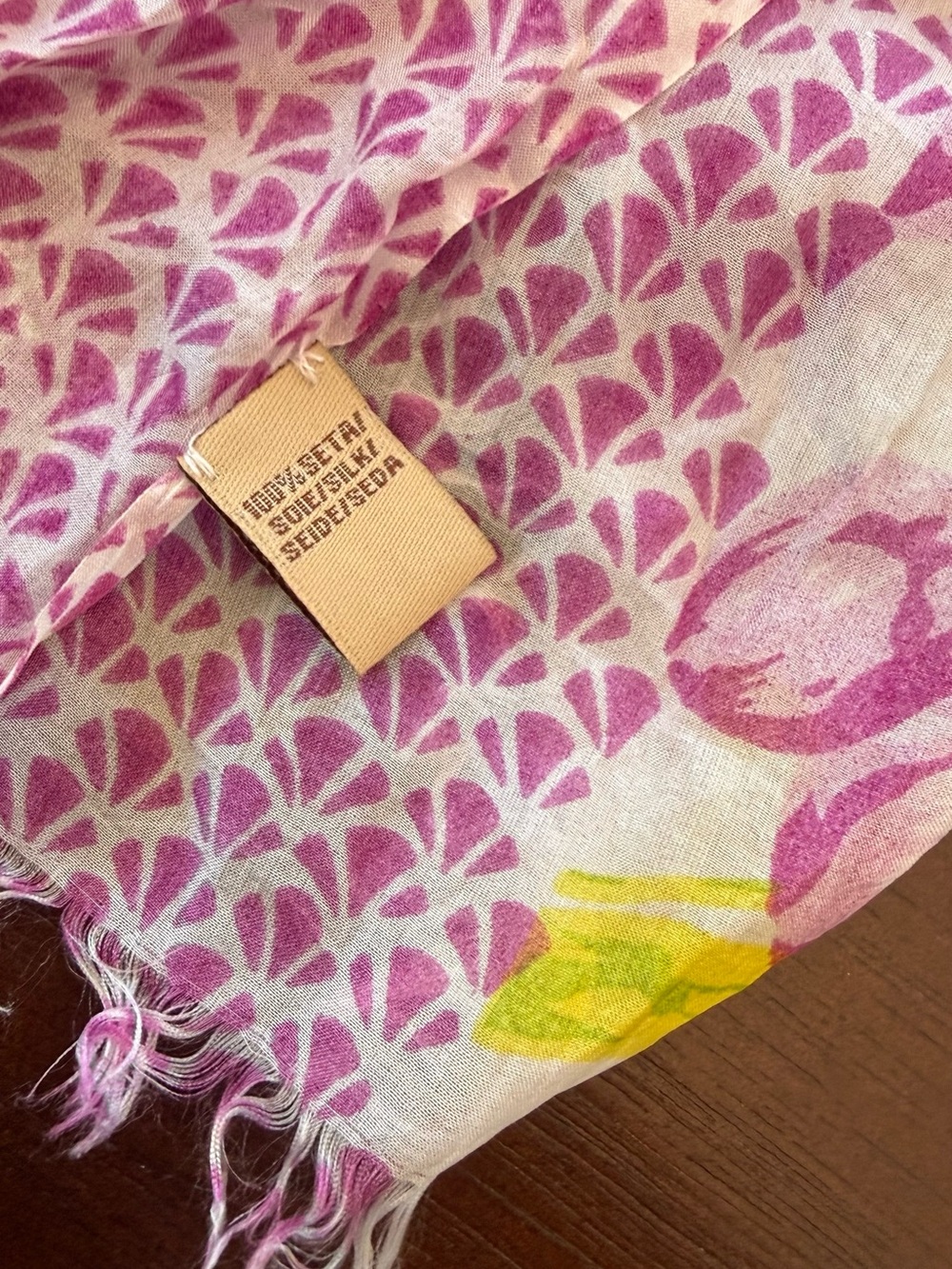 Silk Pink Floral Women's Scarf by - Picture 3 of 3